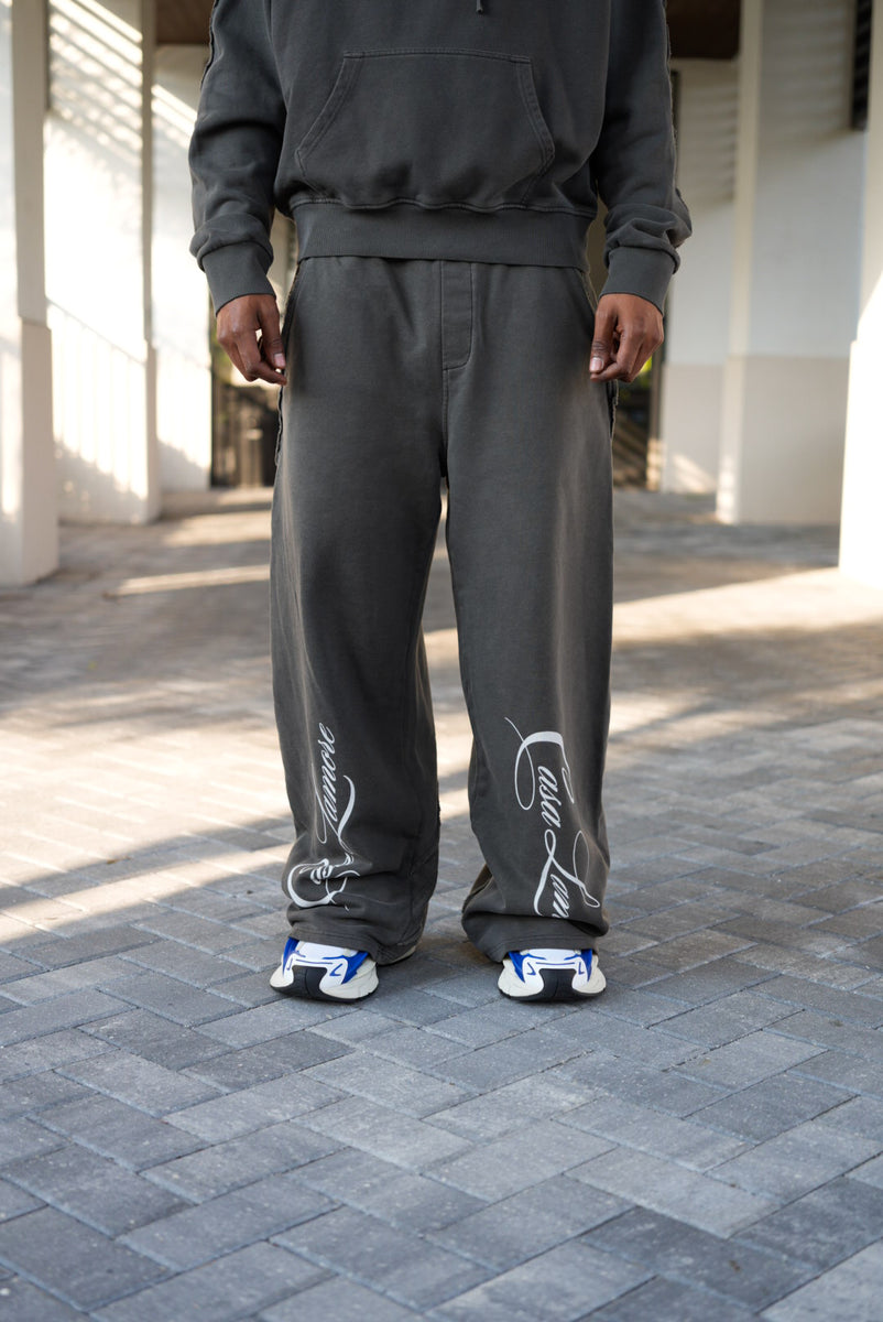 WIDE LEG SWEATPANTS - DARK GREY