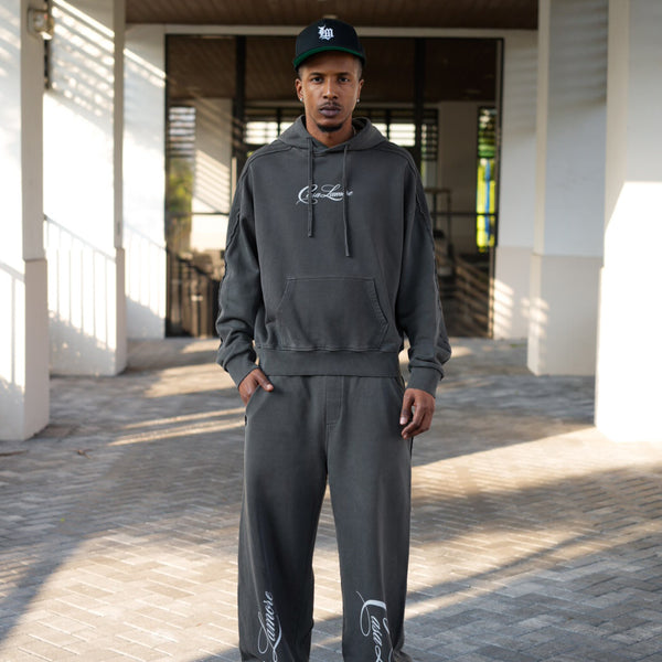 Raw Edge Hoodie - Dark Grey