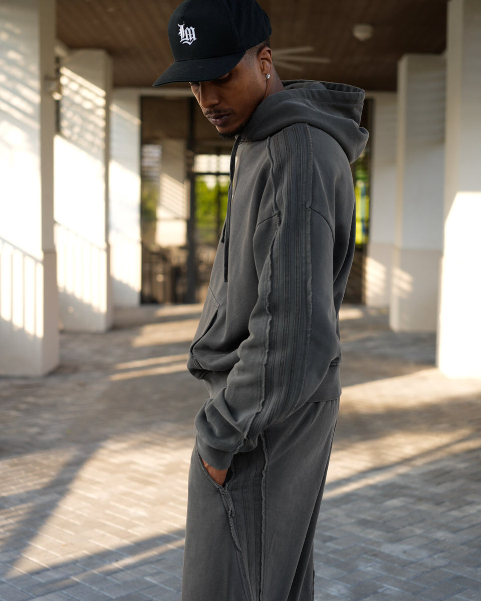 Raw Edge Hoodie - Dark Grey