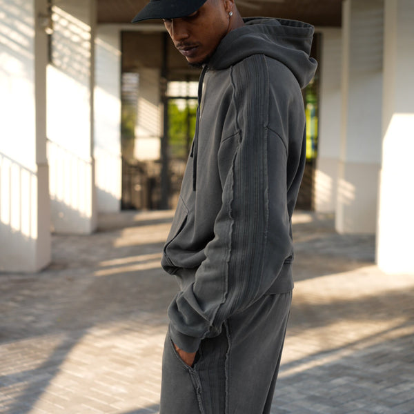 Raw Edge Hoodie - Dark Grey