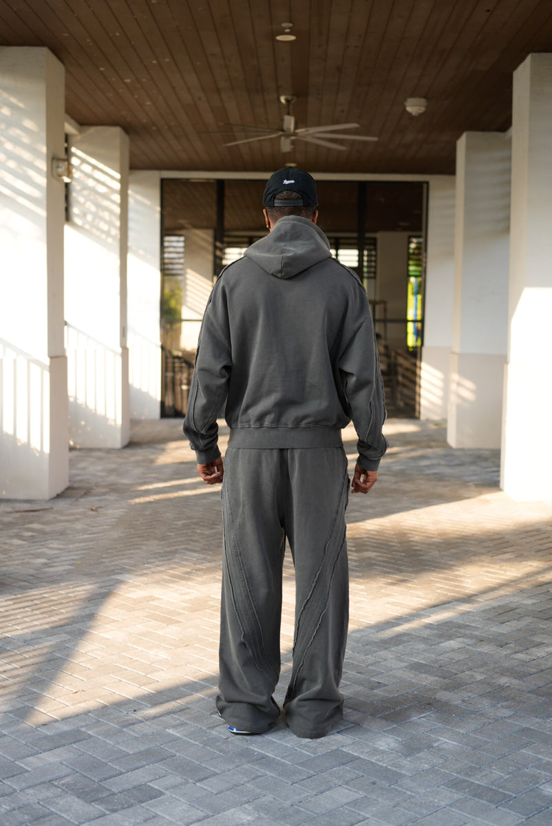 Raw Edge Hoodie - Dark Grey