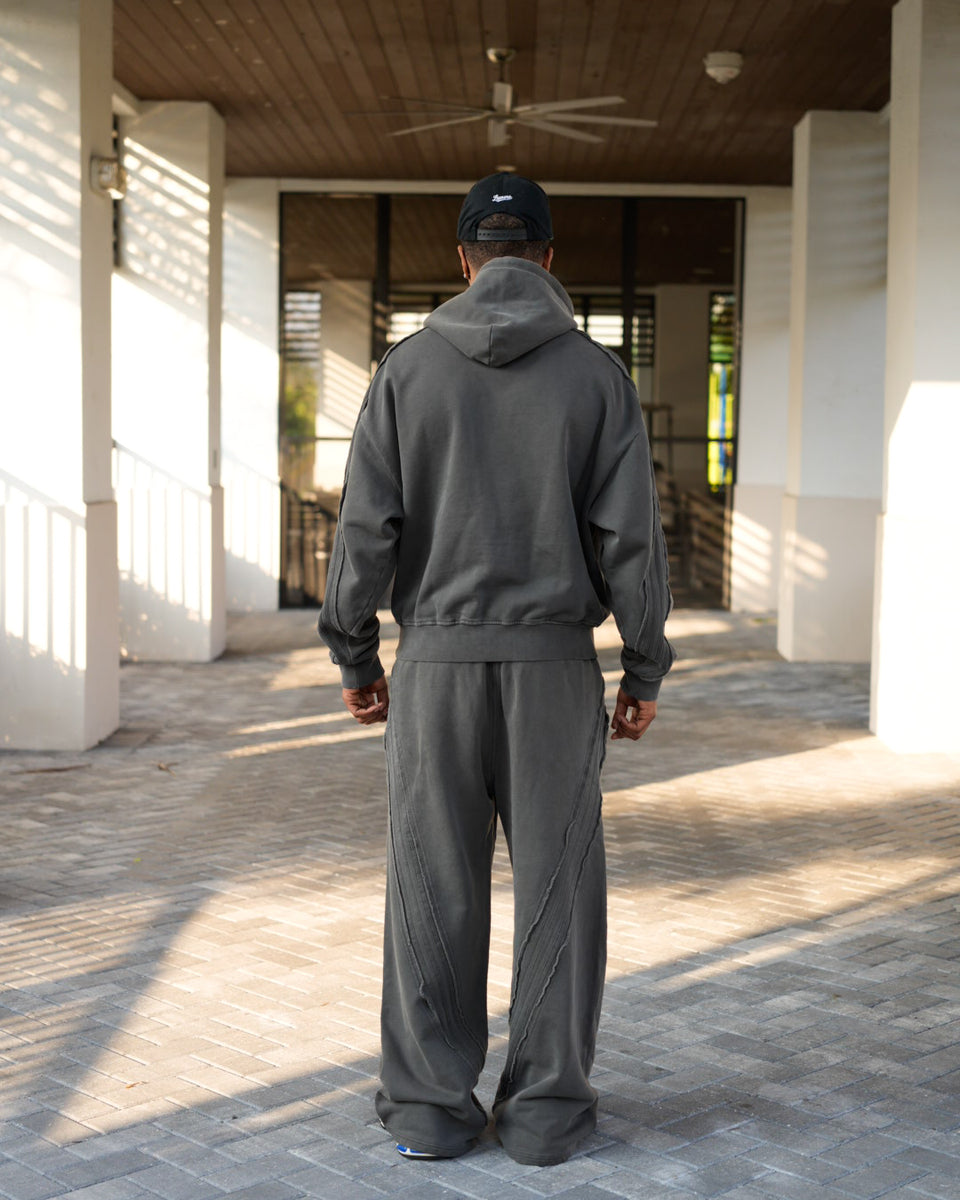 Raw Edge Hoodie - Dark Grey