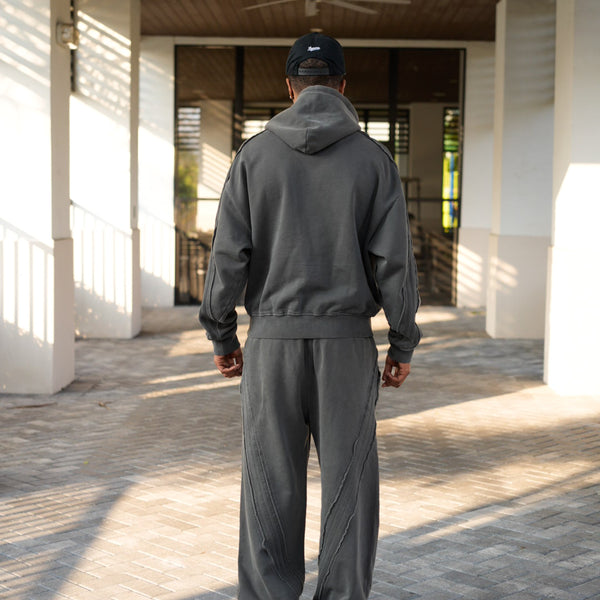 Raw Edge Hoodie - Dark Grey