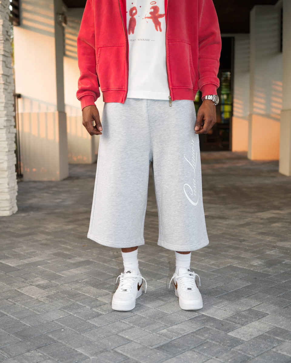 3/4 Sworts - Flower Grey