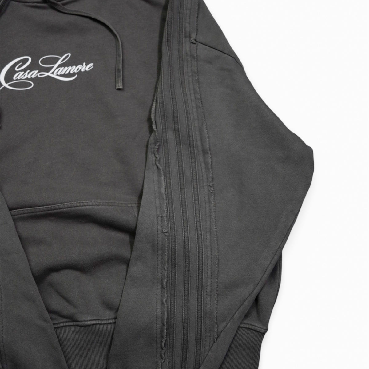 RAW EDGE HOODIE - DARK GREY