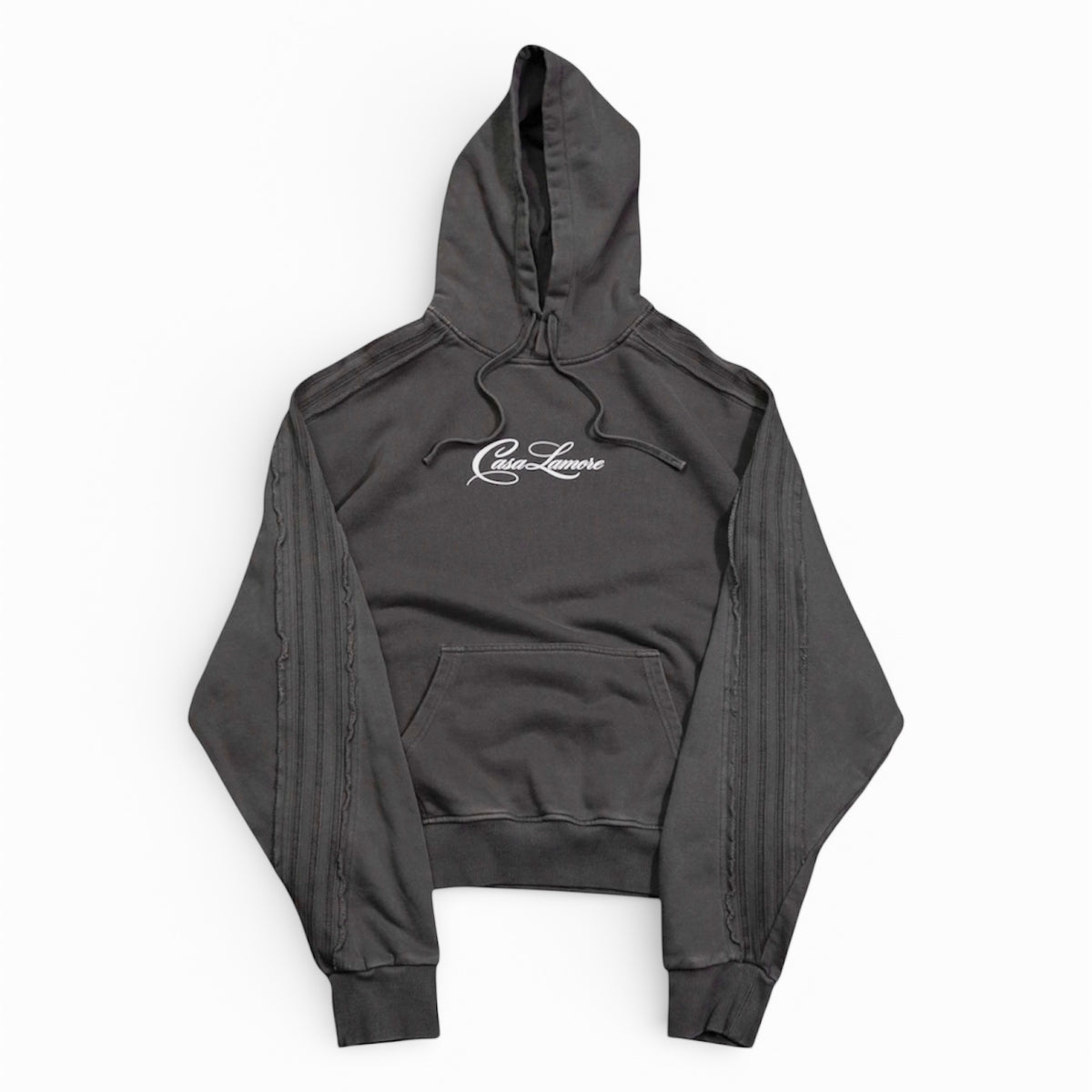 RAW EDGE HOODIE - DARK GREY