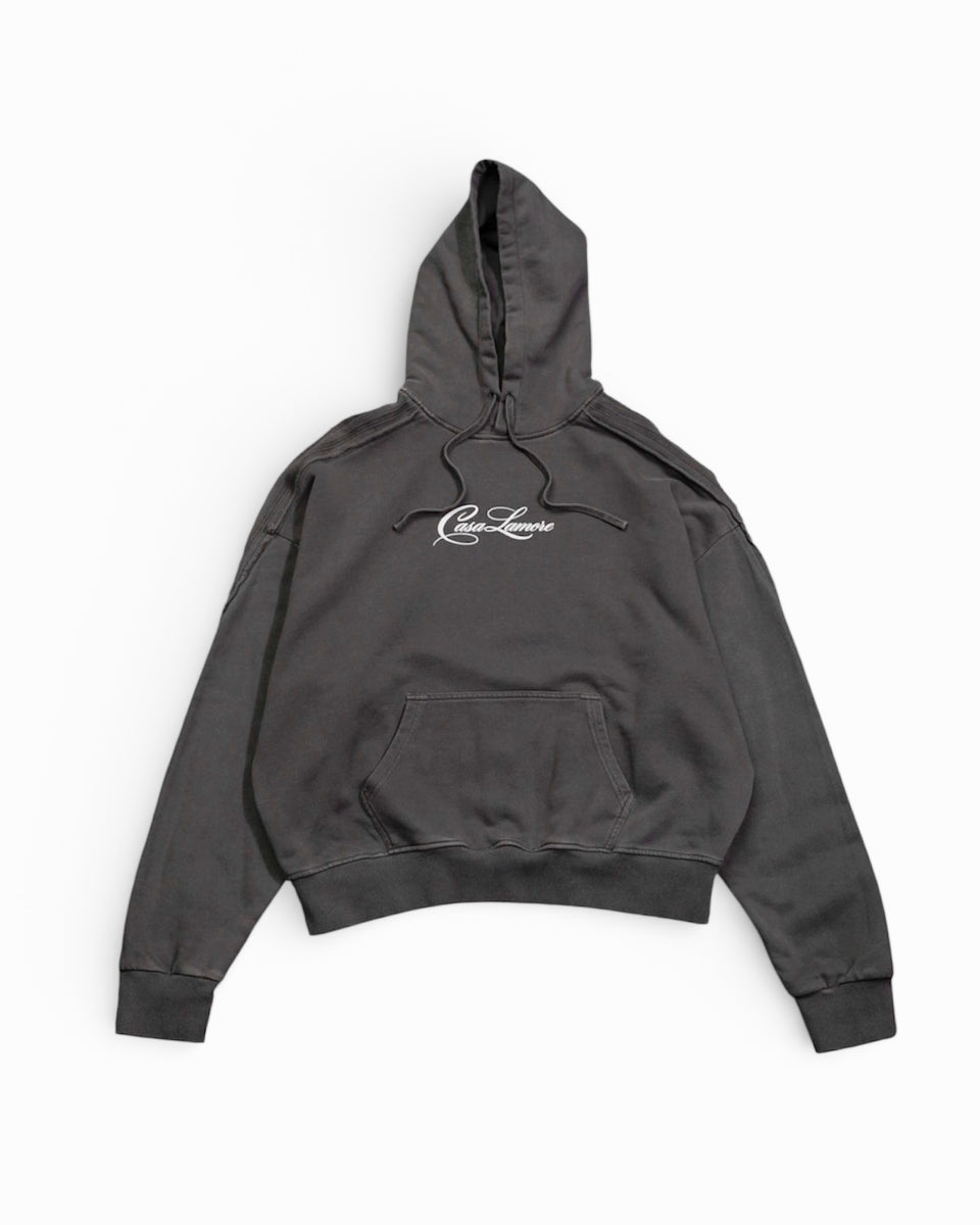 Raw Edge Hoodie - Dark Grey