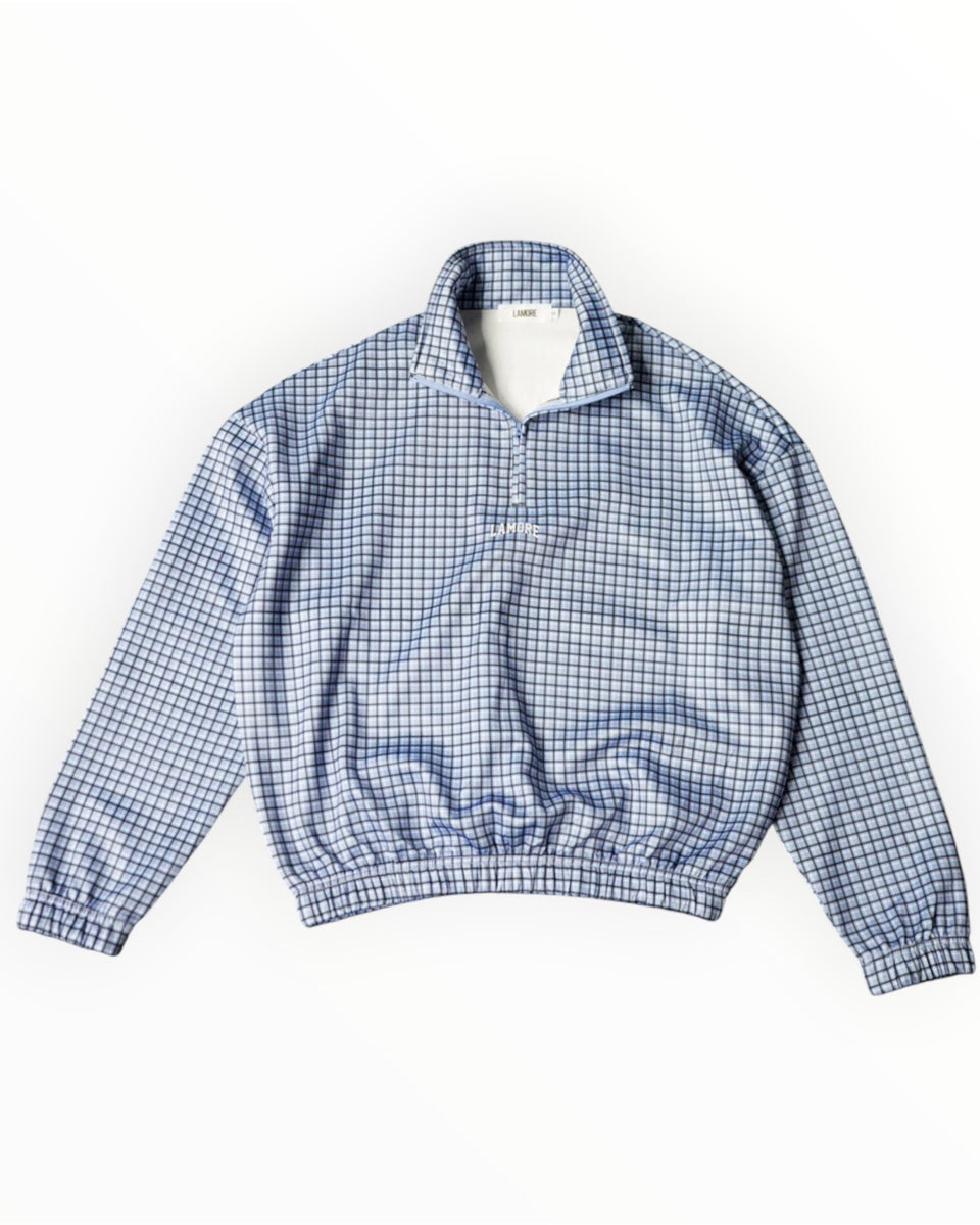 CASA BLUE PLAID QUARTER ZIP