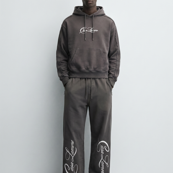 RAW EDGE HOODIE - DARK GREY